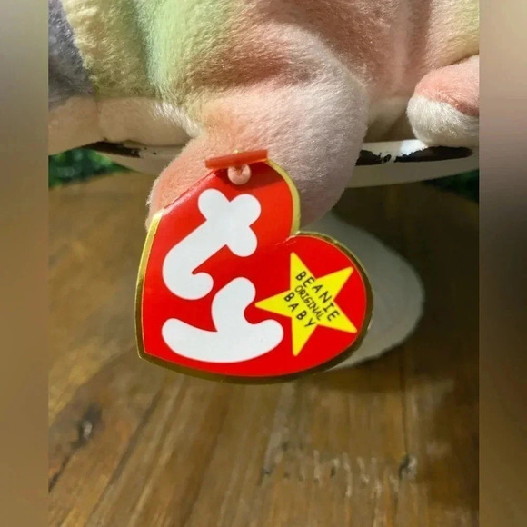 RARE Ty Beanie Baby - Iggy the Iguana with Tie Dye Fabric & Tag Errors - Picture 4 of 11